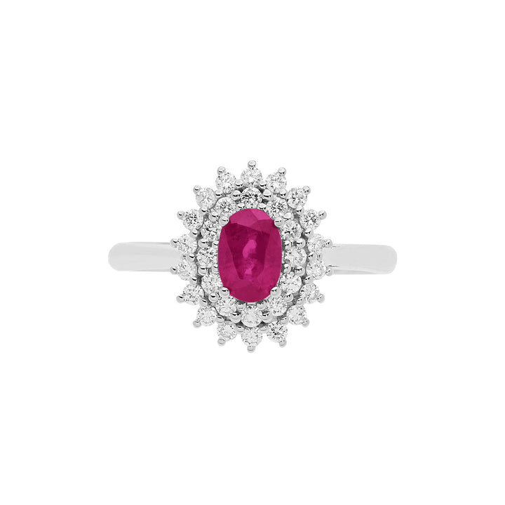 Comete Ring i guld, diamanter og oval rubin ANB2622