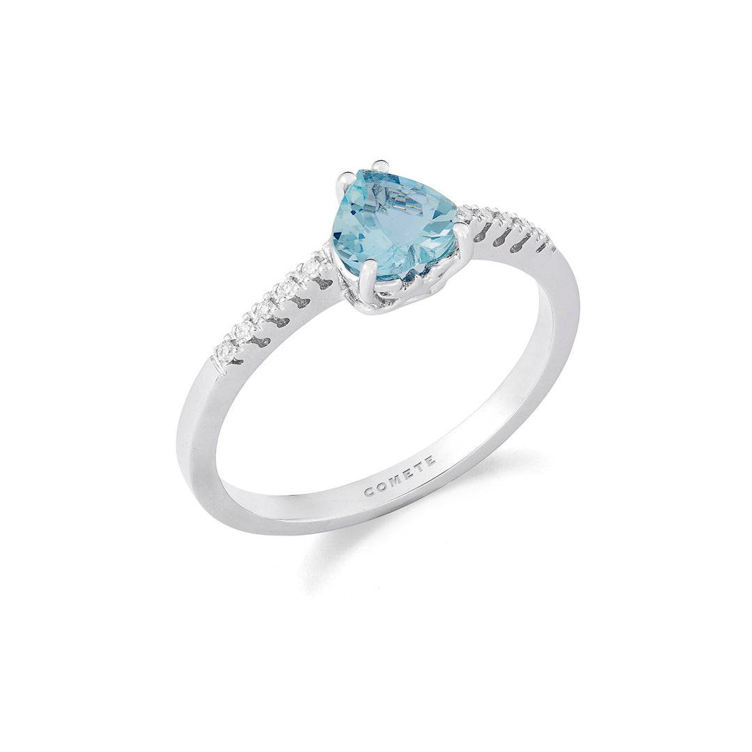 Comete Aquamarine hjertering i guld og hvide diamanter ANQ354