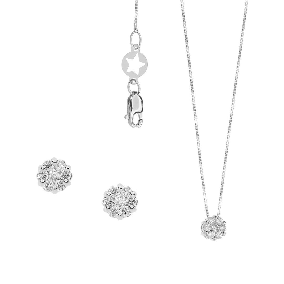 Comete halskæde og øreringe i rosa guld med diamanter KIT15491016