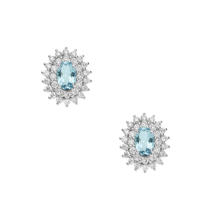 Comete øreringe i guld diamanter Aquamarine oval ORQ260