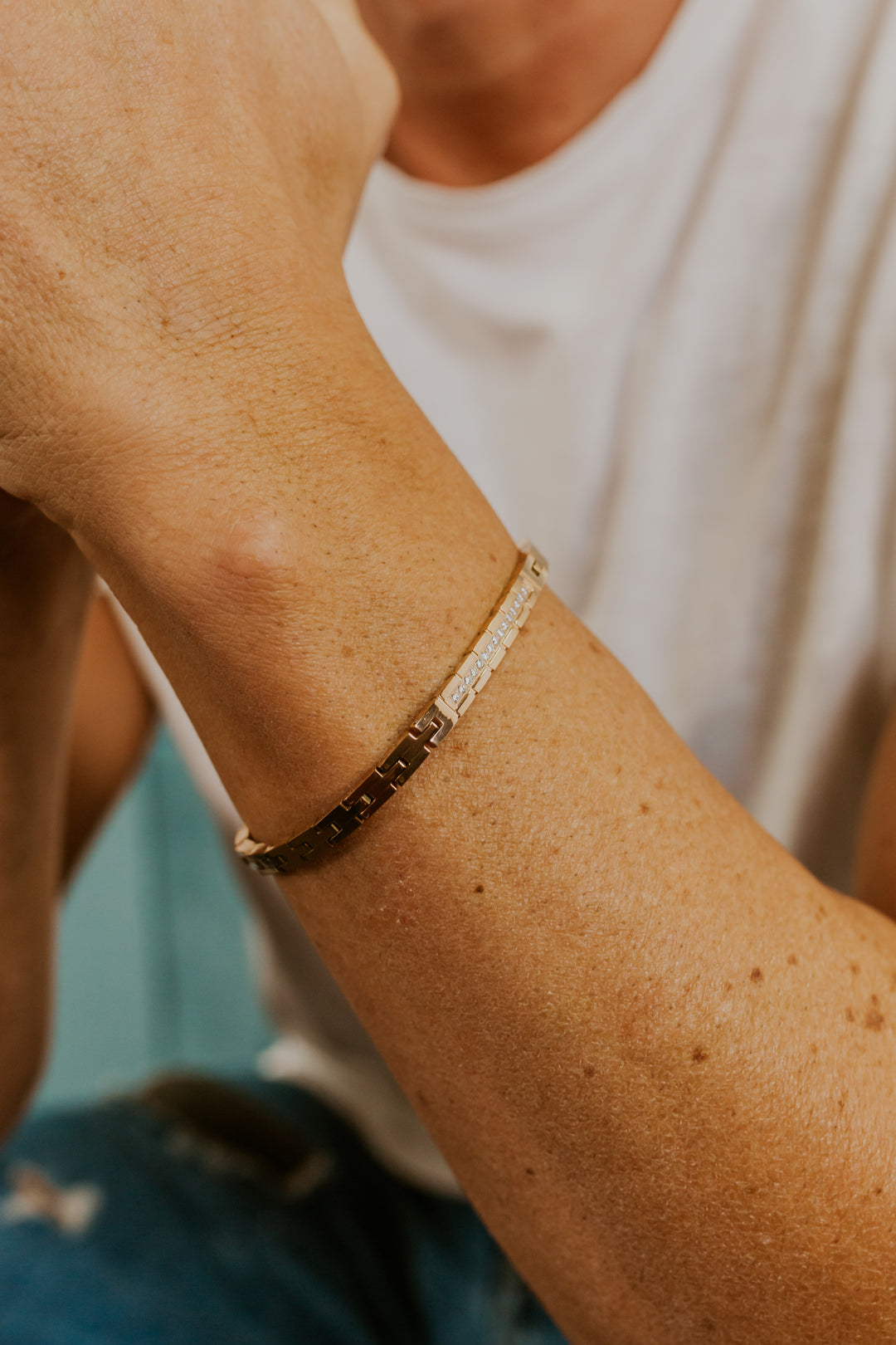 Comete Armbånd Stål, pink PVD og hvide zirkoner UBR1190