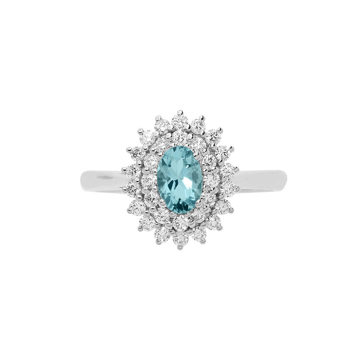 Comete Gold Ring Diamonds Aquamarine oval ANQ323