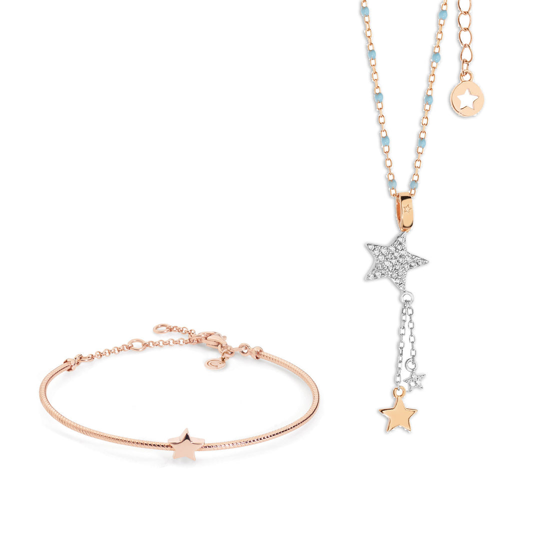 Comete-Halskette und Stern-Armband in Rosésilber KIT228164