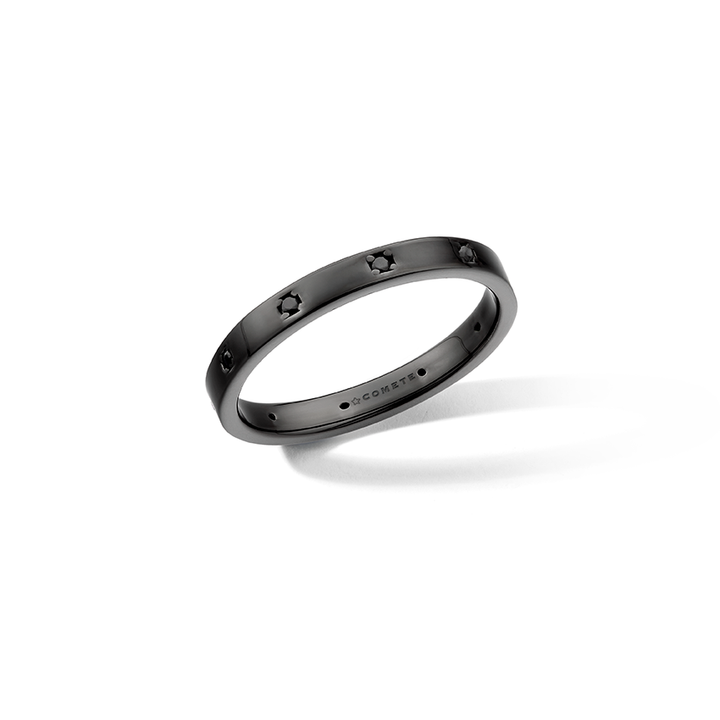 Comete Ring i 925‰ ruthenium sølv, sorte zirkoner UAN131M20