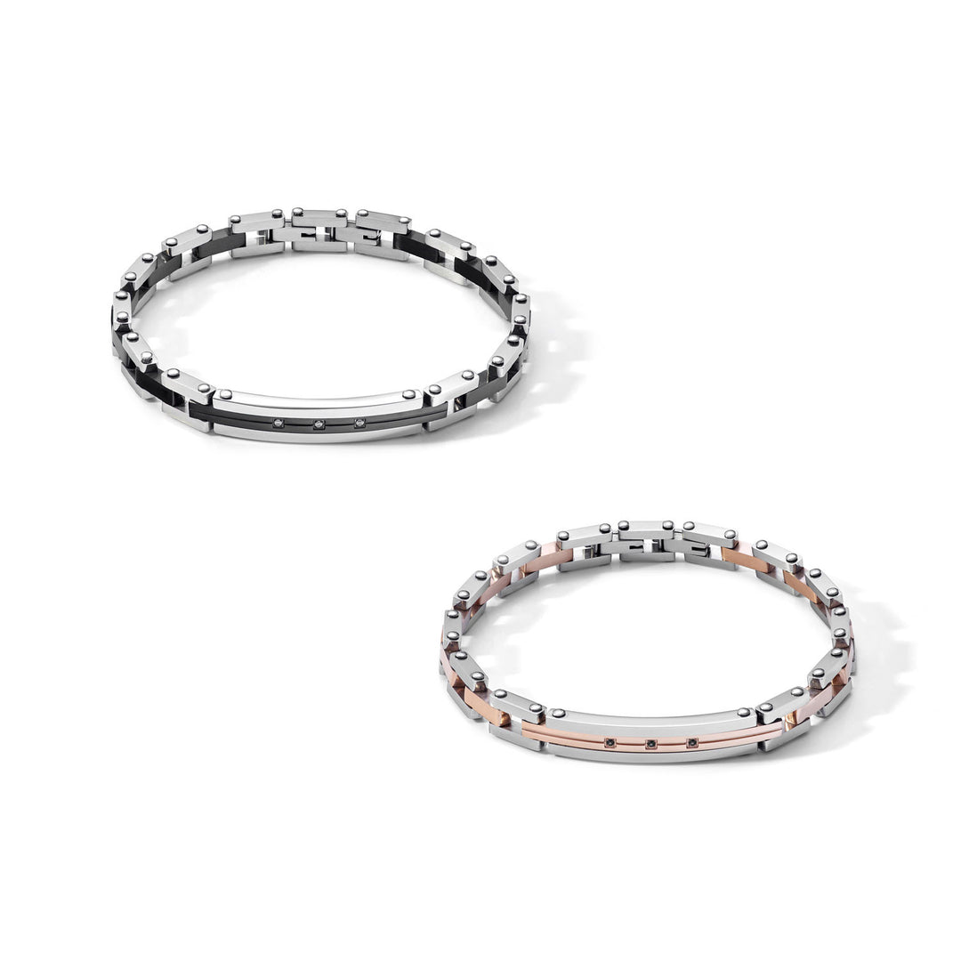 Comete Zip armbånd i sort PVD stål og zirkoner UBR10371038
