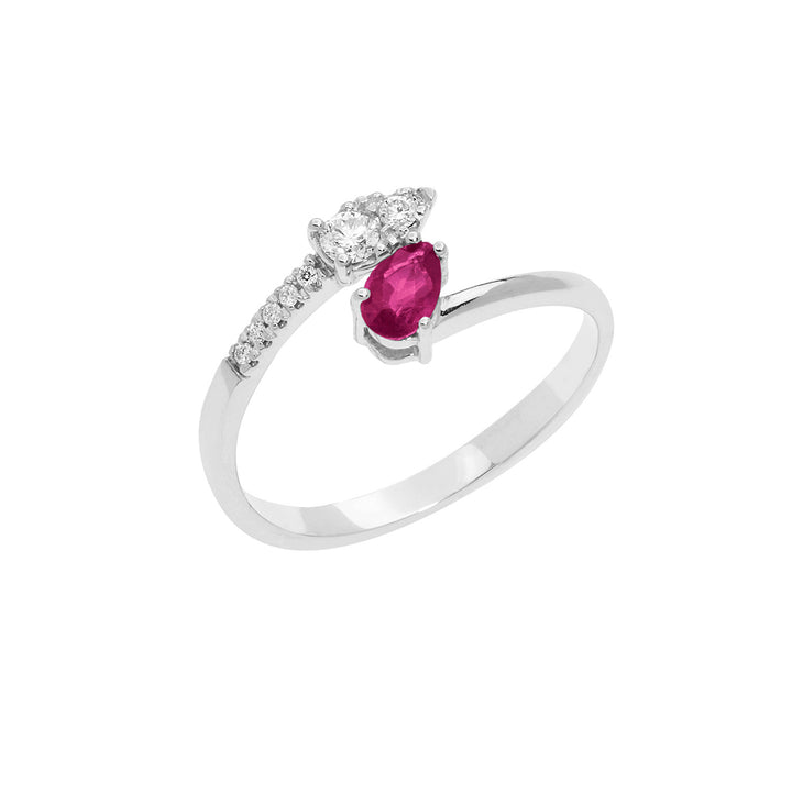 Comete guldring med diamanter og Ruby Drop ANB2630
