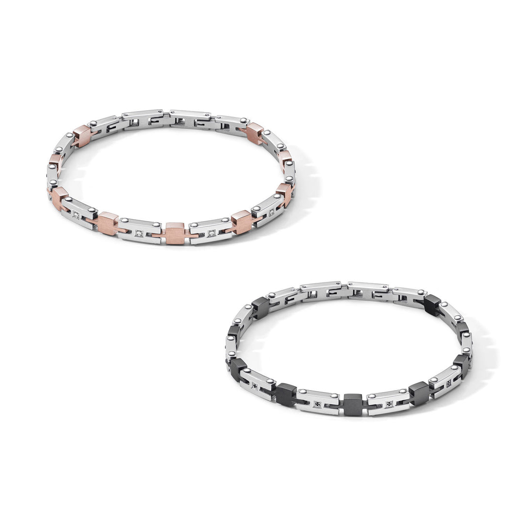 Comete ZIP-armbånd i stål, pink PVD, hvide zirkoner UBR10351036