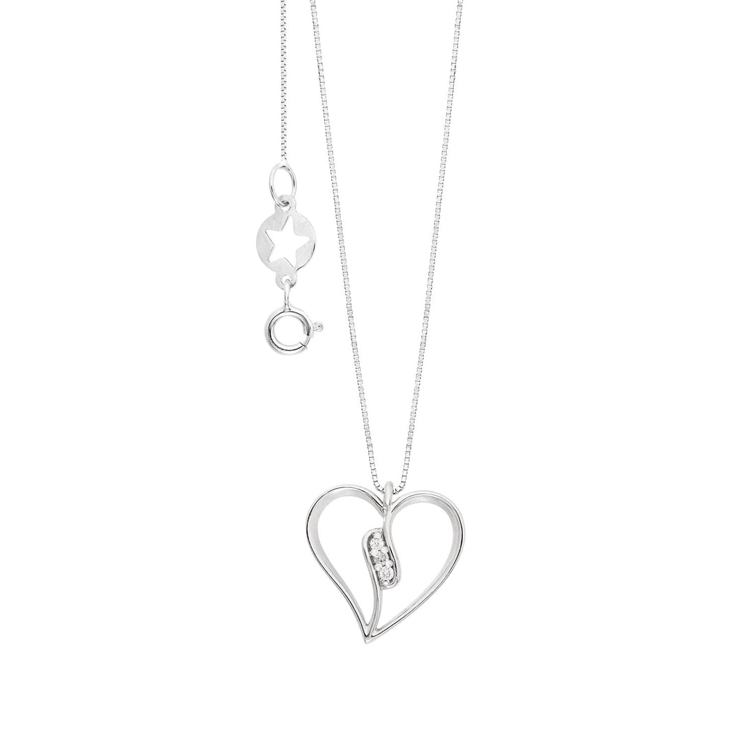Comete Heart necklace in 750‰ white gold with white diamonds GLB1703