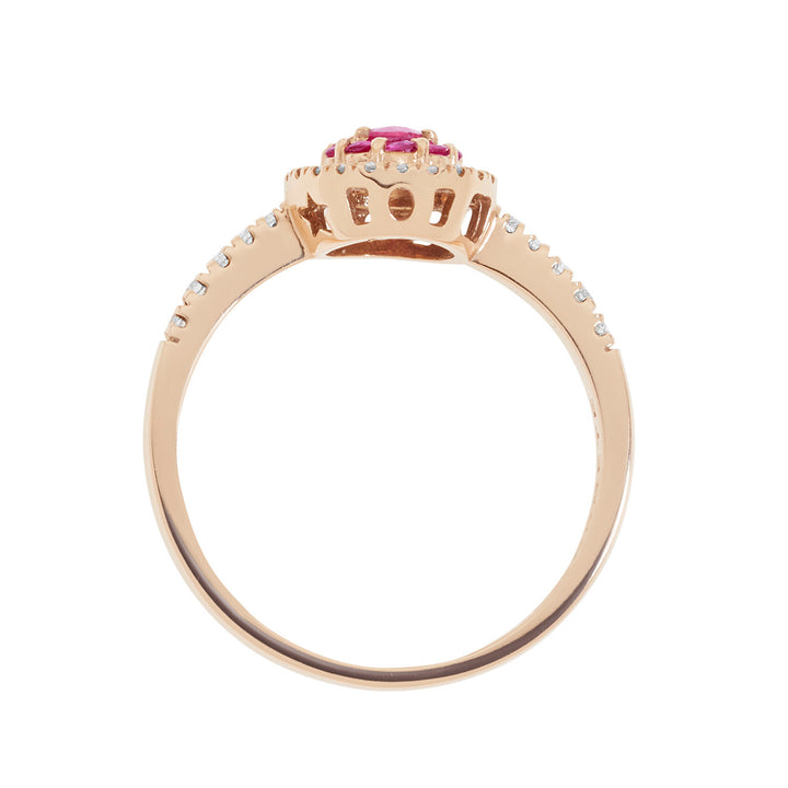 Comete Ring i pink guld med diamanter og rubiner ANB 2580