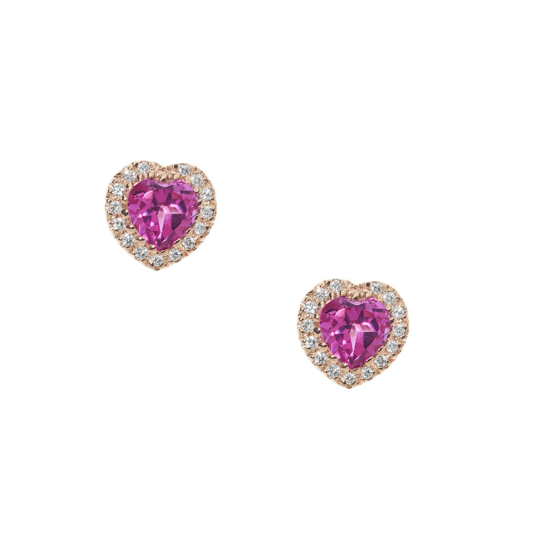 Comete øreringe i guld, diamanter og pink topazhjerte ORB 1036