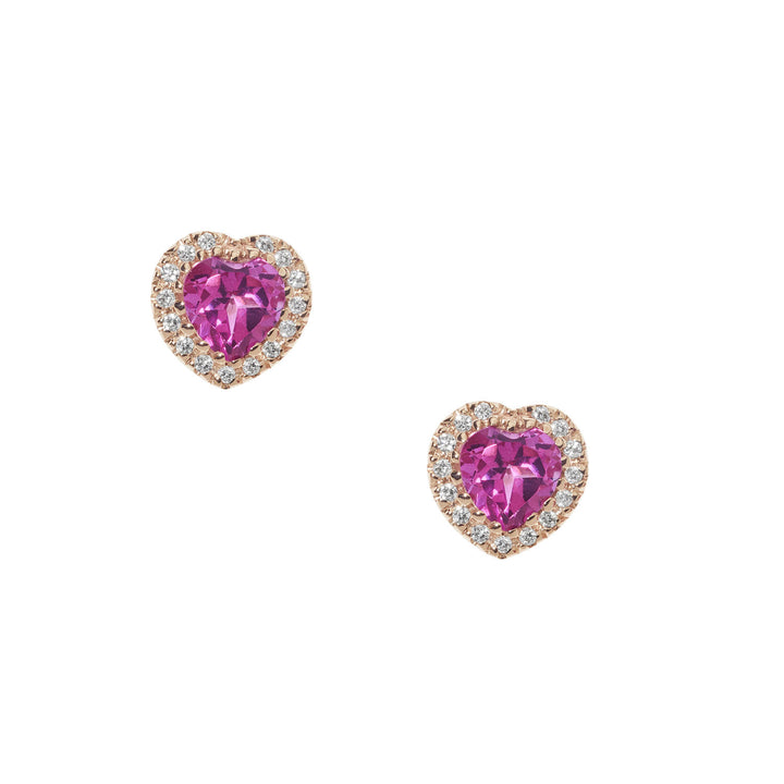 Comete øreringe i guld, diamanter og pink topazhjerte ORB 1036
