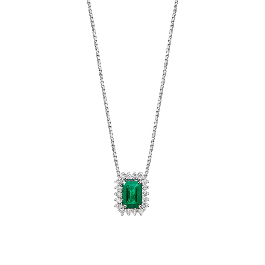 Comete Necklace in 750‰ gold, white diamonds and octagonal emerald GLB1665