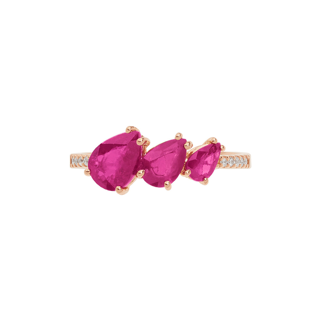 Comete Ring i rosa guld med diamanter og rubiner drop ANB2638