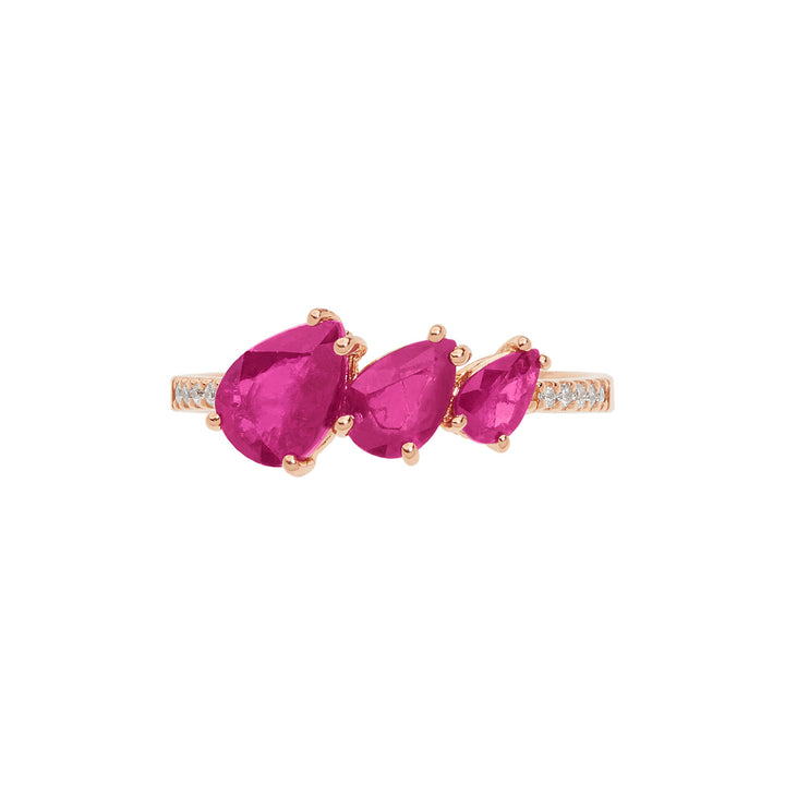 Comete Ring i rosa guld med diamanter og rubiner drop ANB2638