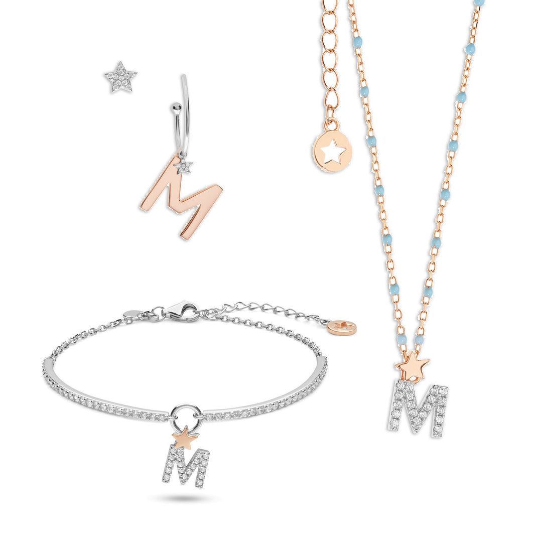 Comete Halskæde, øreringe og armbånd i sølv Letter M KIT185160189