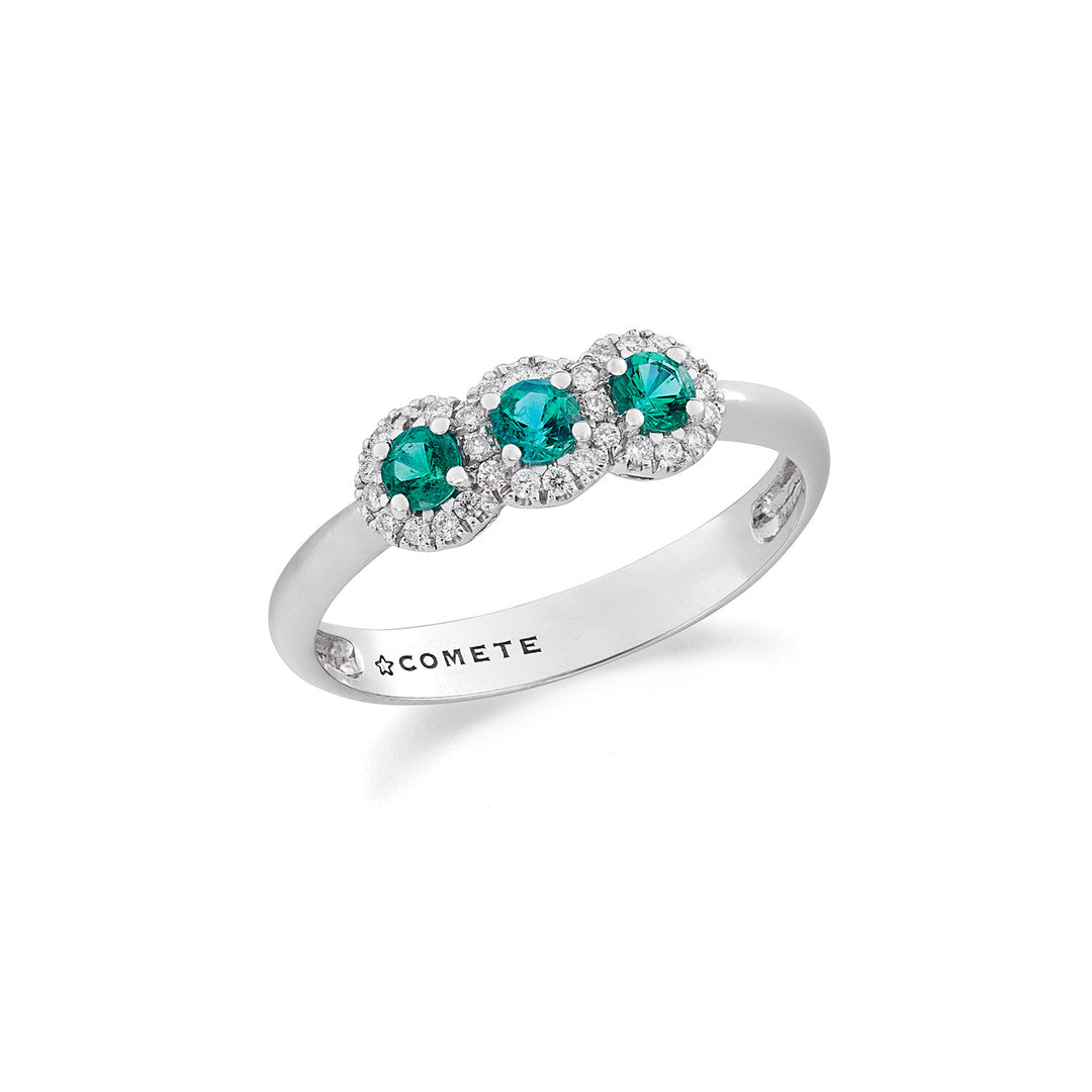 Comete Trilogy Ring med smaragd i guld og hvide diamanter ANB2729