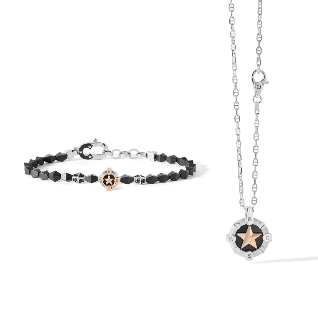 Comete Polar Star armbånd og halskæde i sølv og sort keramik KIT656919