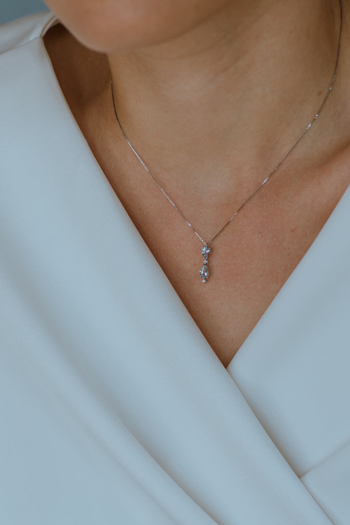 Comete halskæde i guld diamanter og Aquamarine Drop GLQ299