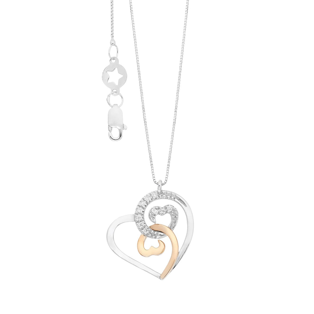 Comete Heart necklace in 750‰ white and rose gold and white diamonds GLB1707