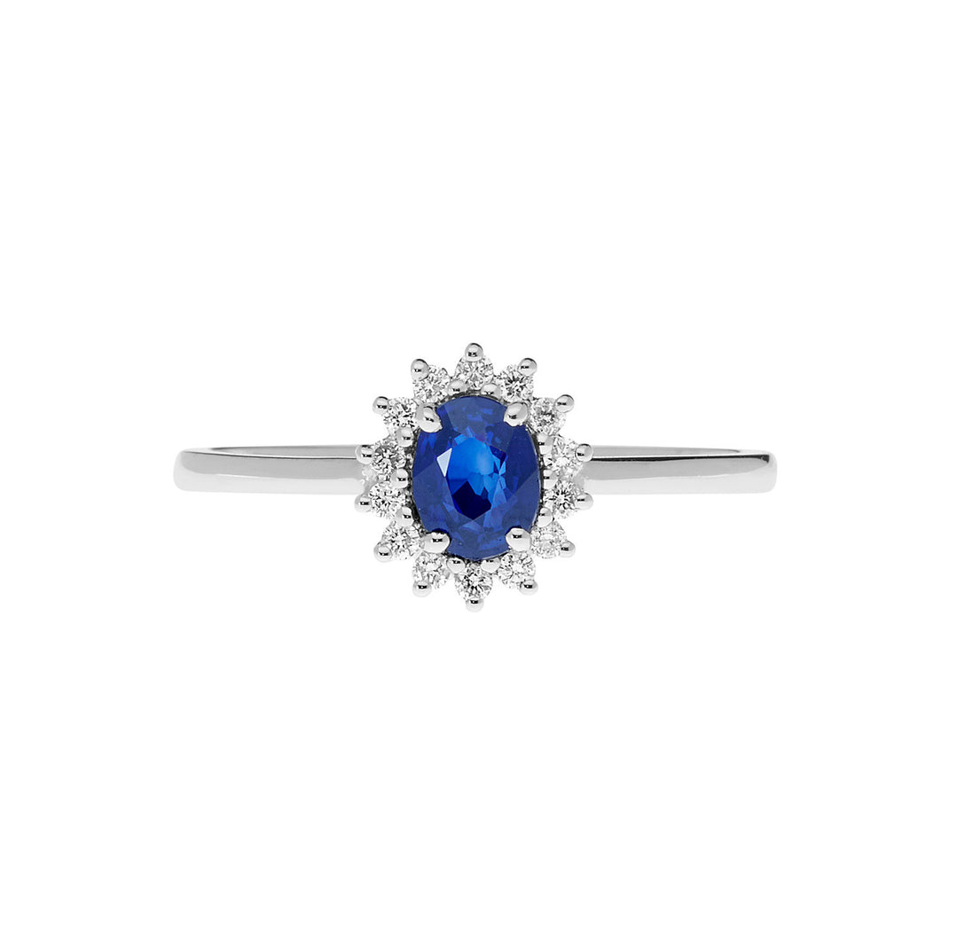 Comete-Ring aus Gold, Diamanten und ovalem blauem Saphir ANB 2572