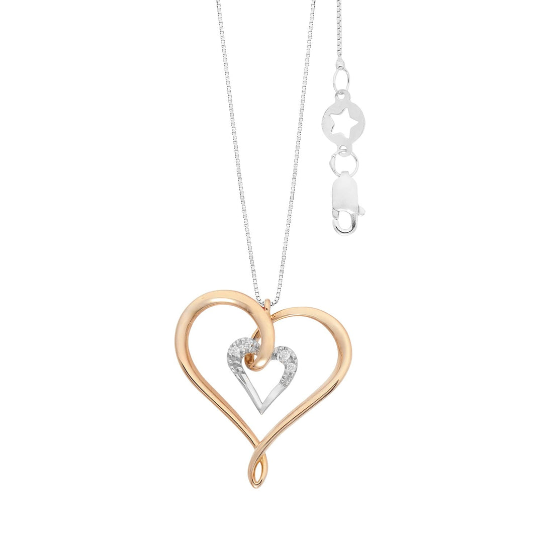 Comete Heart necklace in 750‰ white and rose gold and white diamonds GLB1706