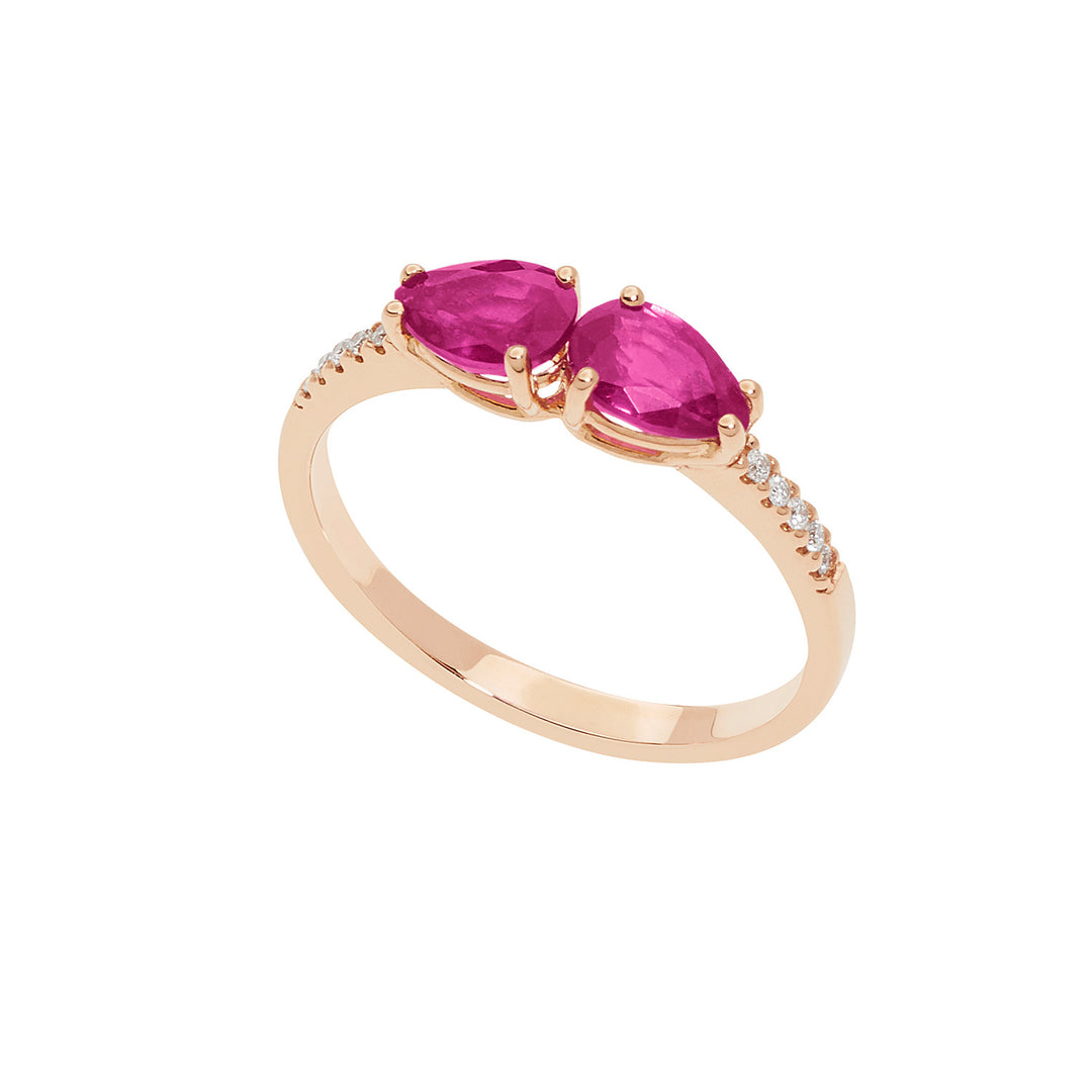 Comete Ring i rosa guld med diamanter og rubiner drop ANB2636