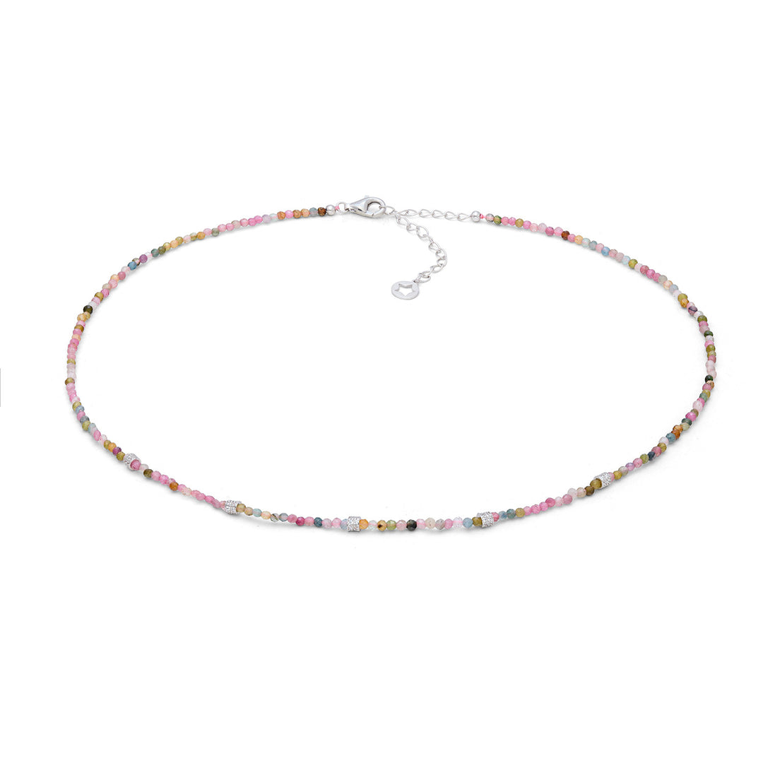Comete Necklace in 925‰ silver with multicolor tourmaline and zircons GLA294