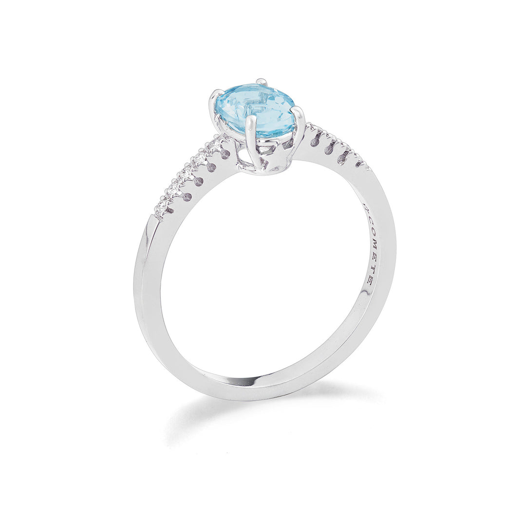 Comete Oval Aquamarine Ring i guld og diamanter ANQ352