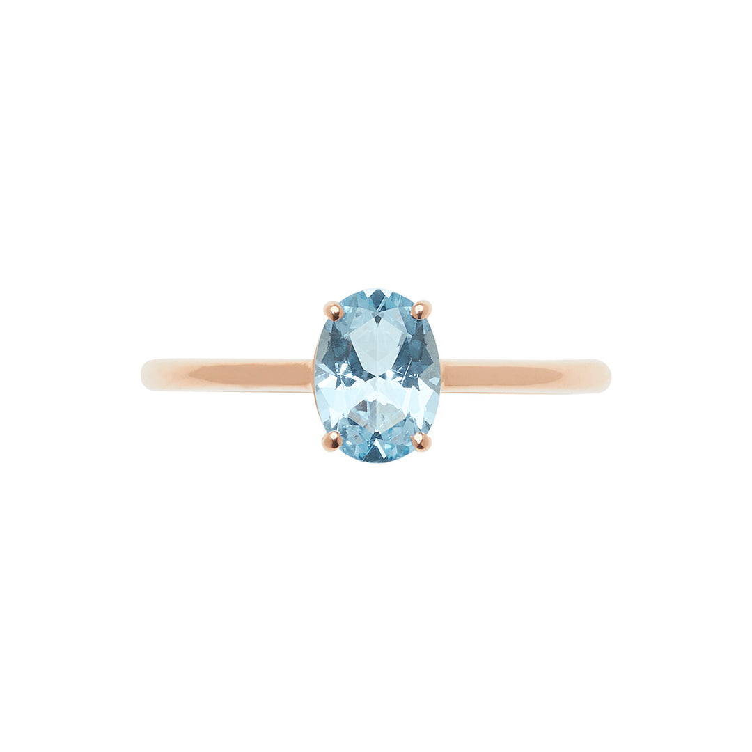 Comete Rose guldring med oval blå topas ANB2679