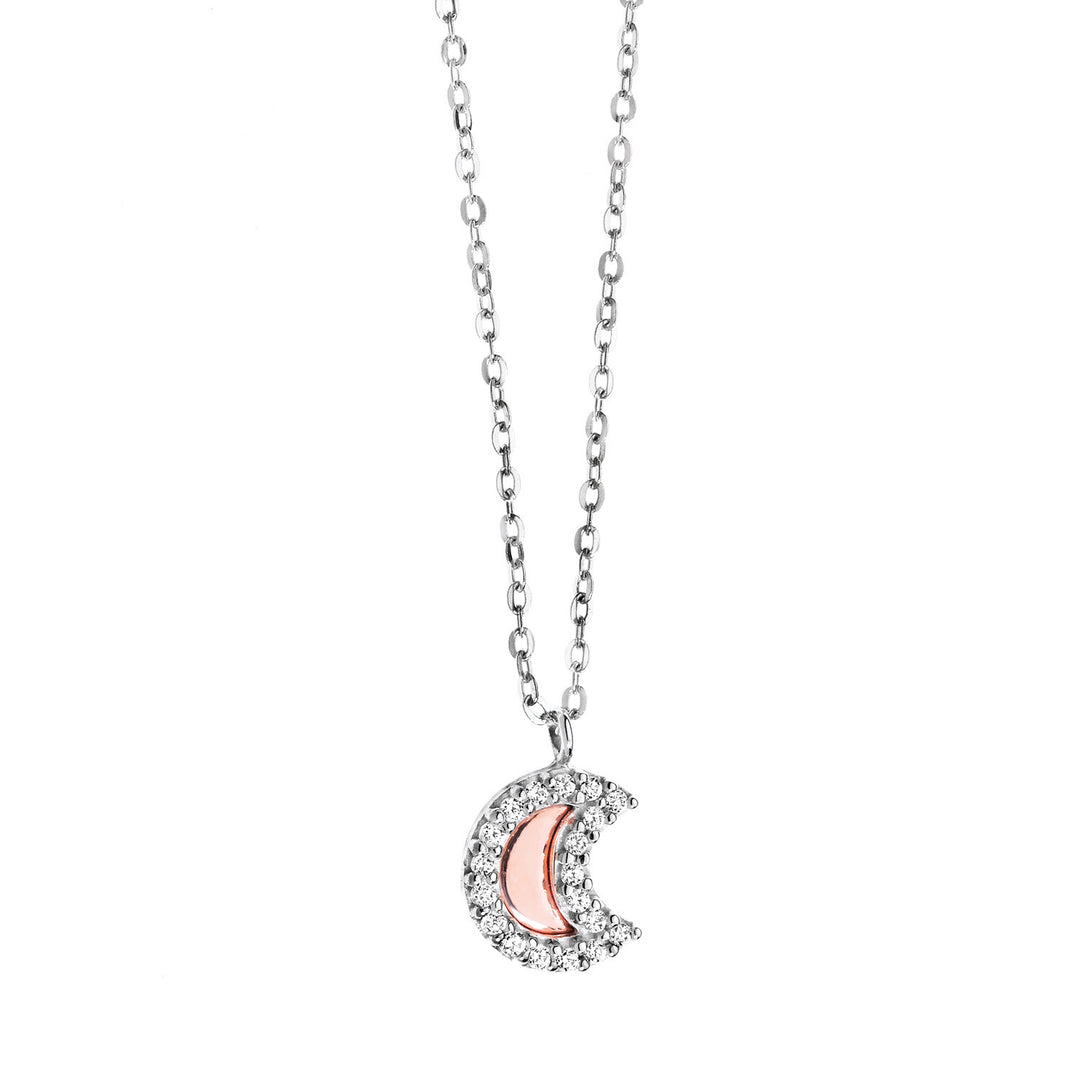 Comete Luna Necklace in white and rose gold with Diamonds GLB826