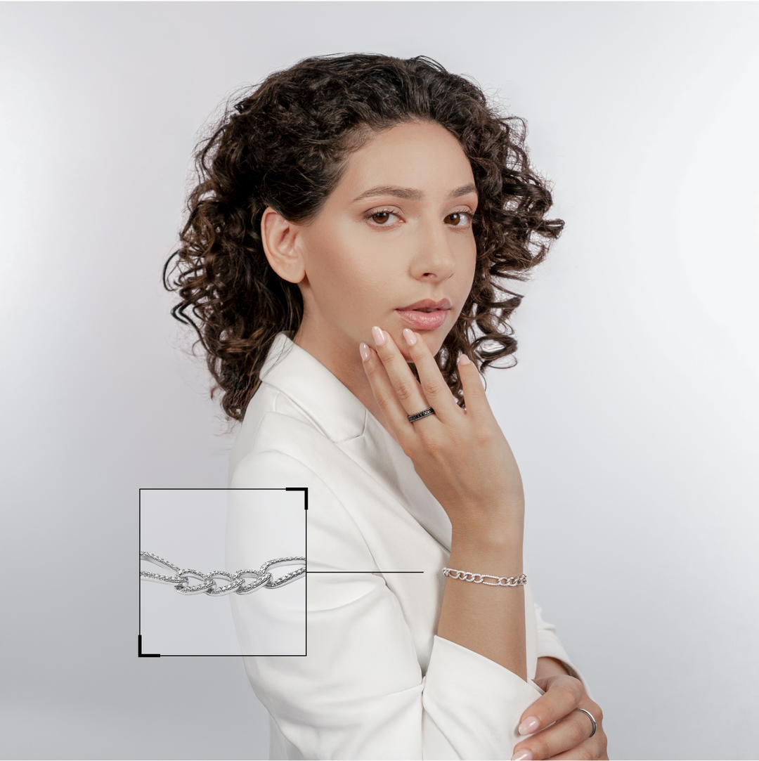 Comete Bracelet in rhodium-plated 925‰ silver, white zircons UBR1290