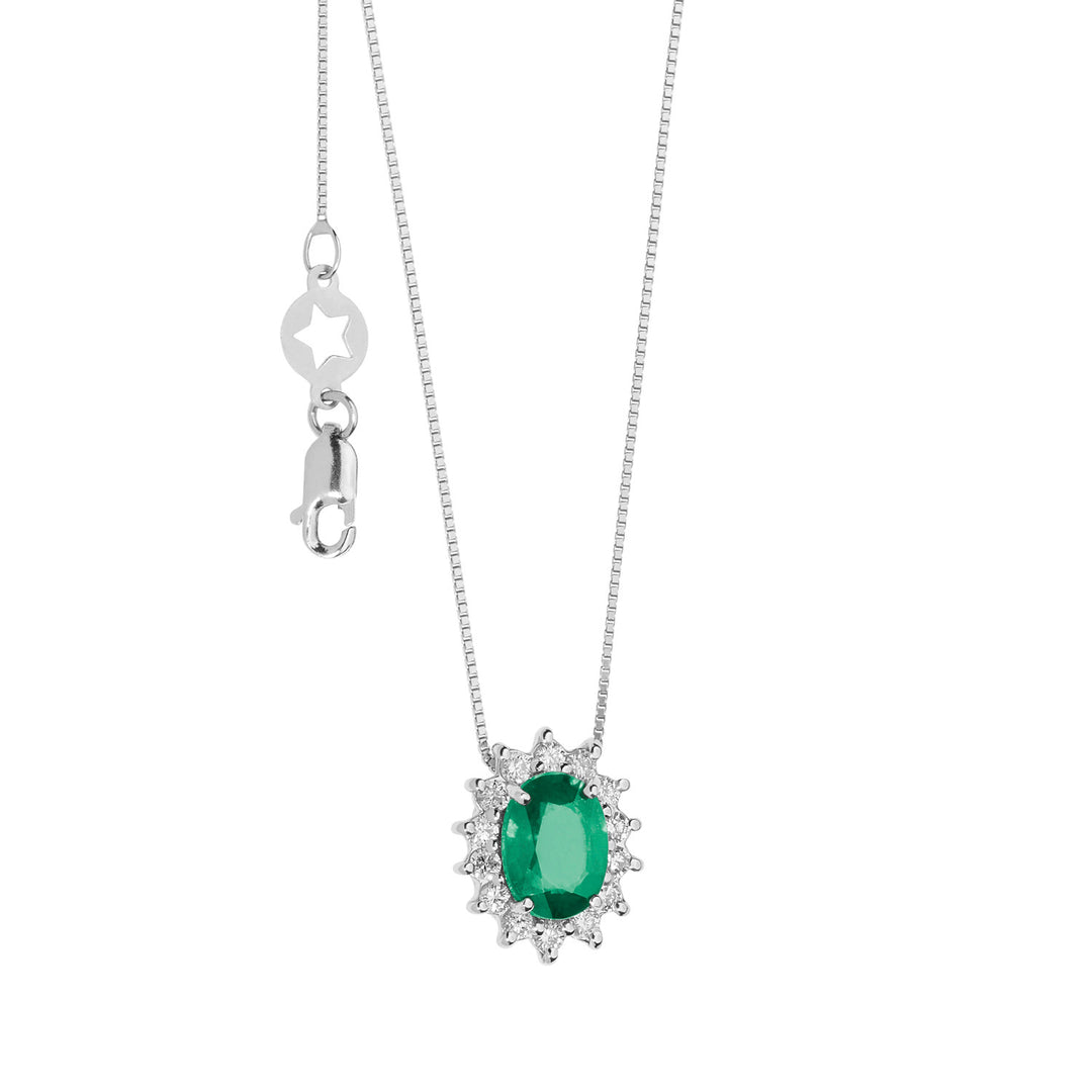 Comete-Halskette aus Gold, Diamanten und ovalem Smaragd GLB1566S3