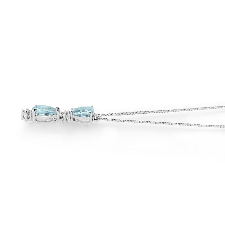 Comete halskæde i guld diamanter og Aquamarine Drop GLQ299