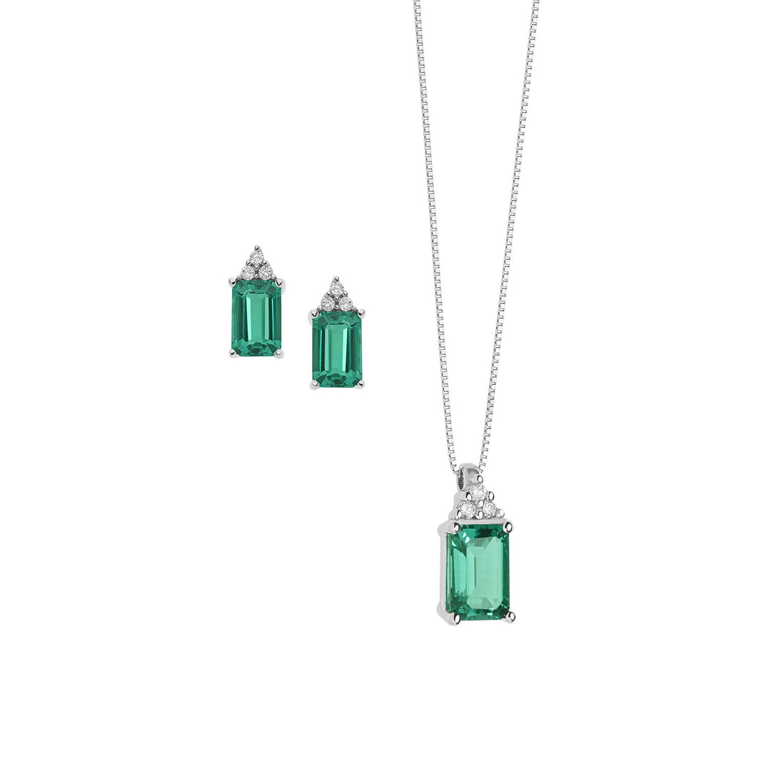 Comete-Halskette und Ohrringe aus achteckigem Gold mit Smaragd und Diamanten KIT1438909