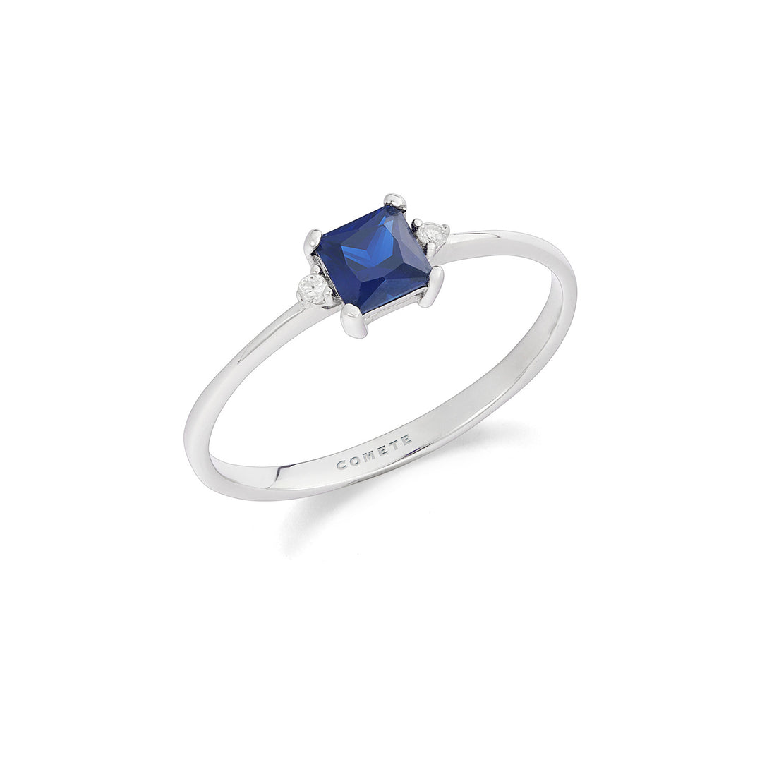 Comete Ring i hvidguld med diamanter og blå safir ANB2706