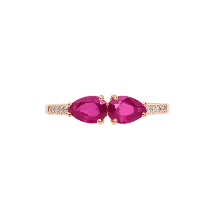 Comete Ring i rosa guld med diamanter og rubiner drop ANB2636