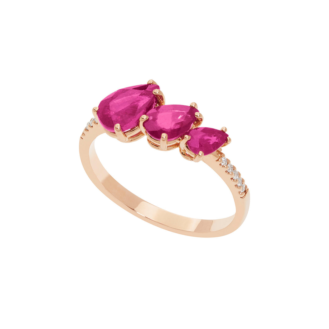 Comete Ring i rosa guld med diamanter og rubiner drop ANB2638