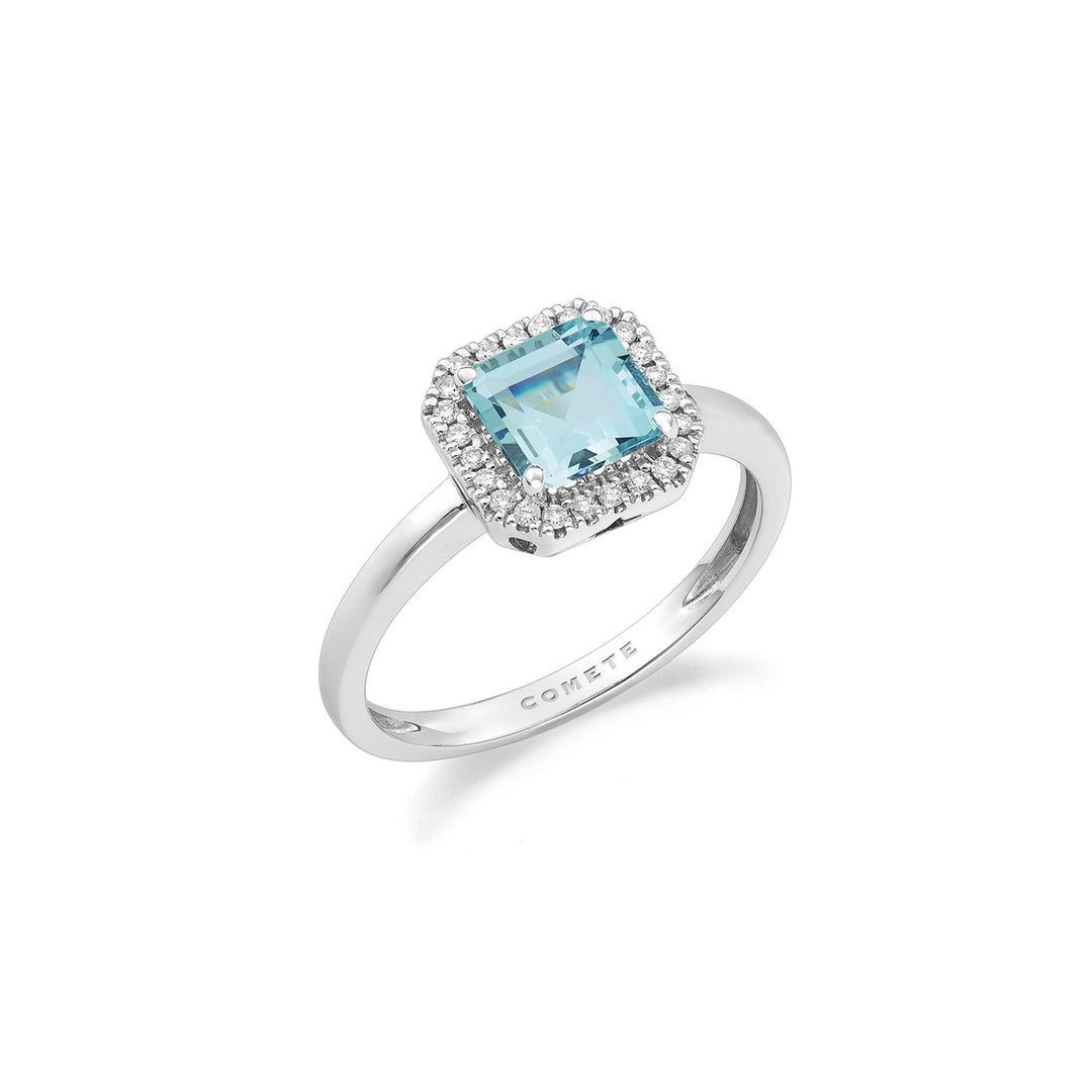 Comete Ring i hvidguld og ottekantede akvamarin diamanter ANQ347