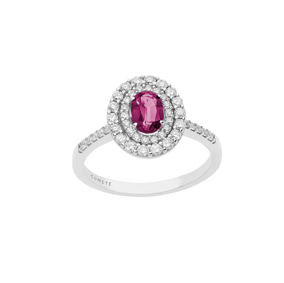 Comete Ring i guld, diamanter og oval rubin ANB2418