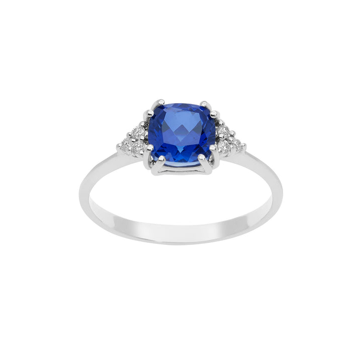 Comete guldring med diamanter og antik blå safir ANB2488