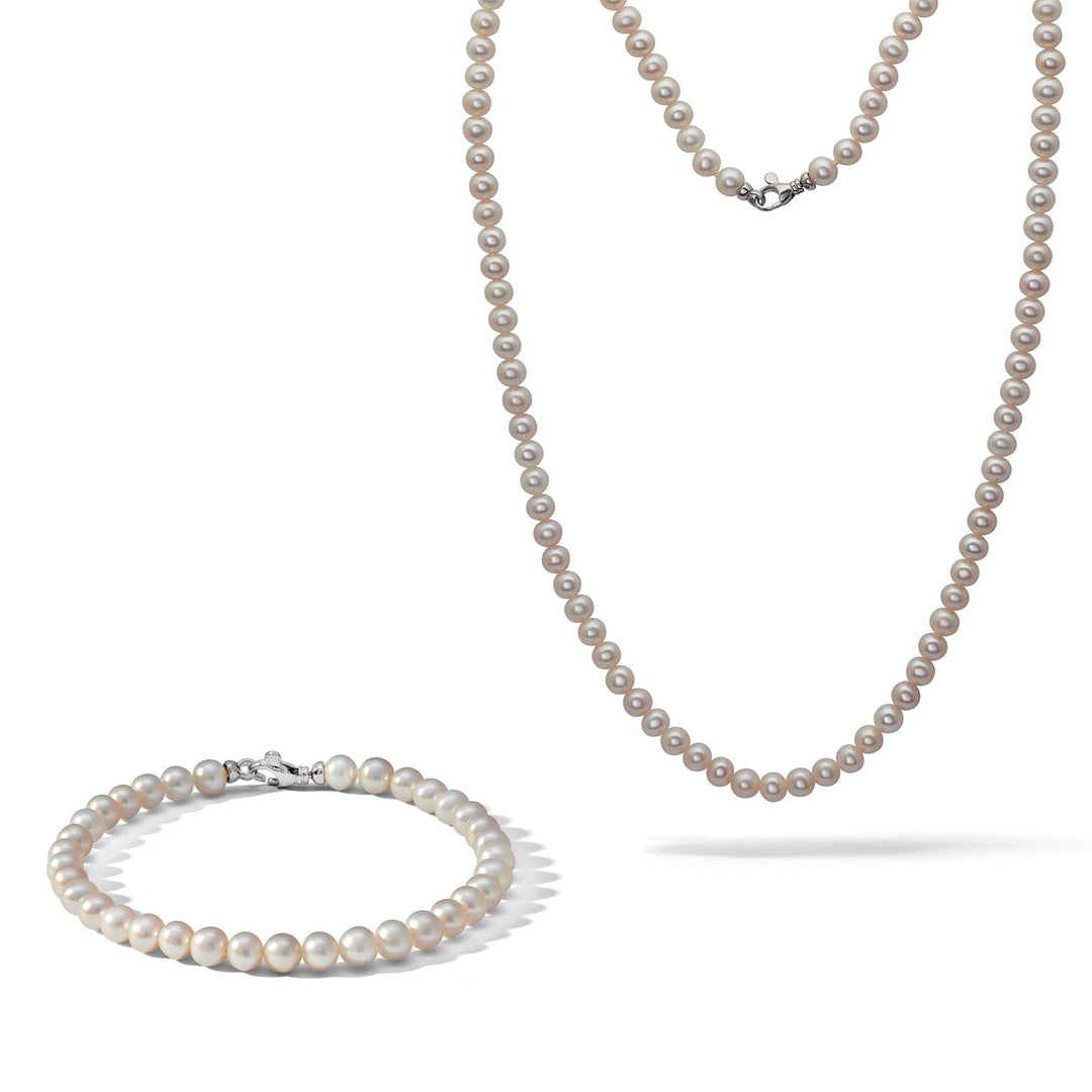 Comete Halskette und Armband aus Silber mit Zuchtperlen KIT742M501178