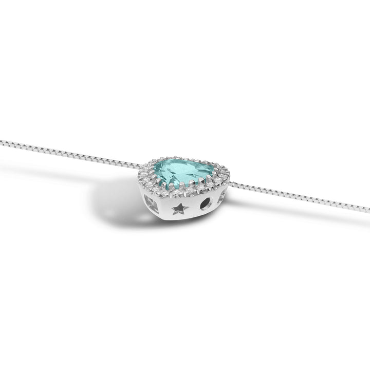 Comete-Goldhalskette mit Diamanten und Aquamarin-Herz GLQ 289