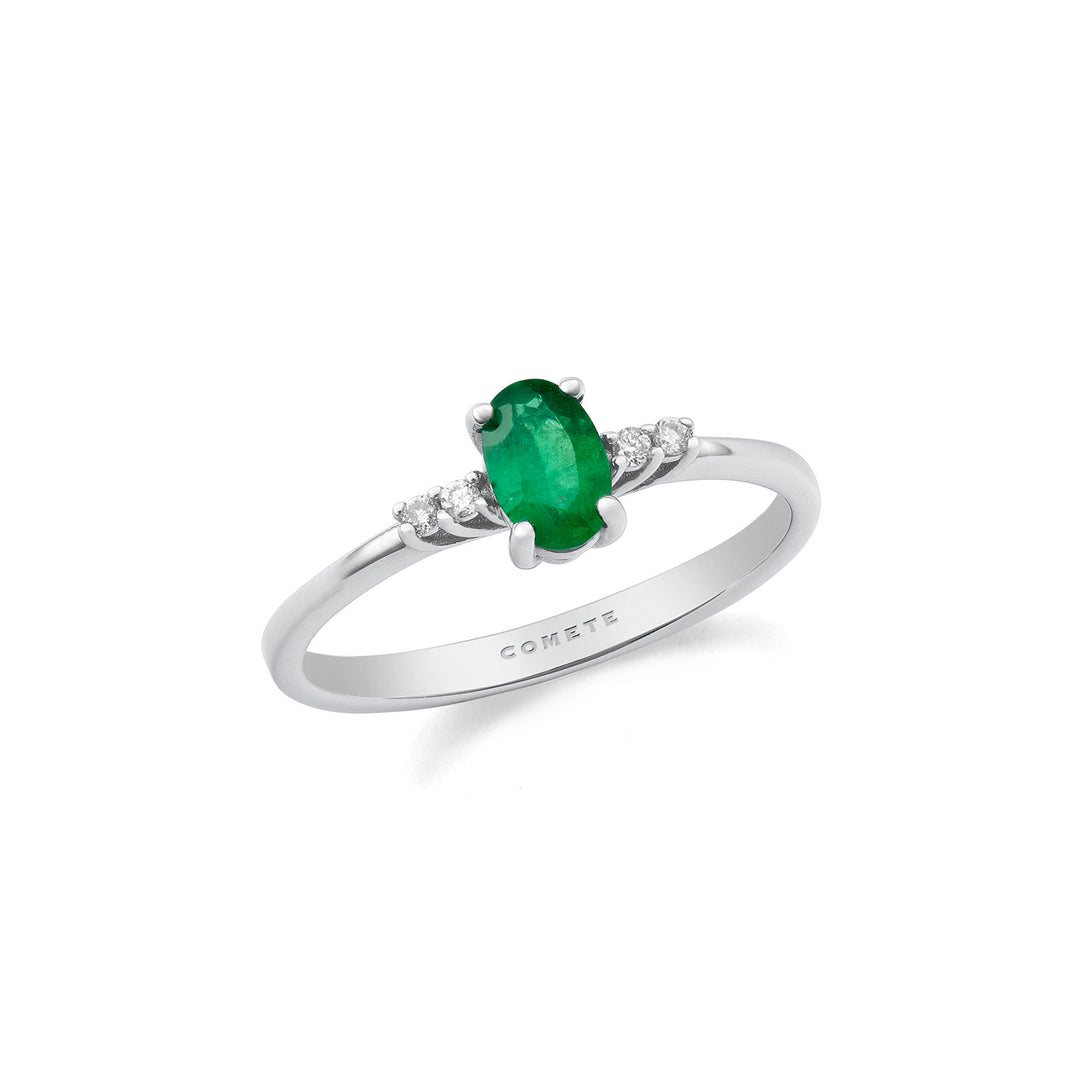 Comete Ring guld og hvide diamanter, Oval Emerald ANB2688S3