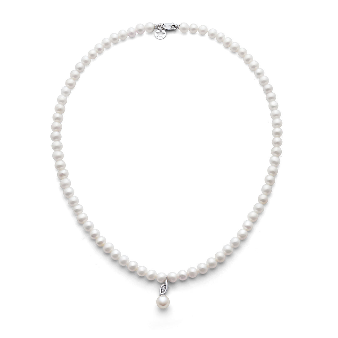 Comete Halsband med pärlor i 750‰ guld och vita diamanter FWQ382