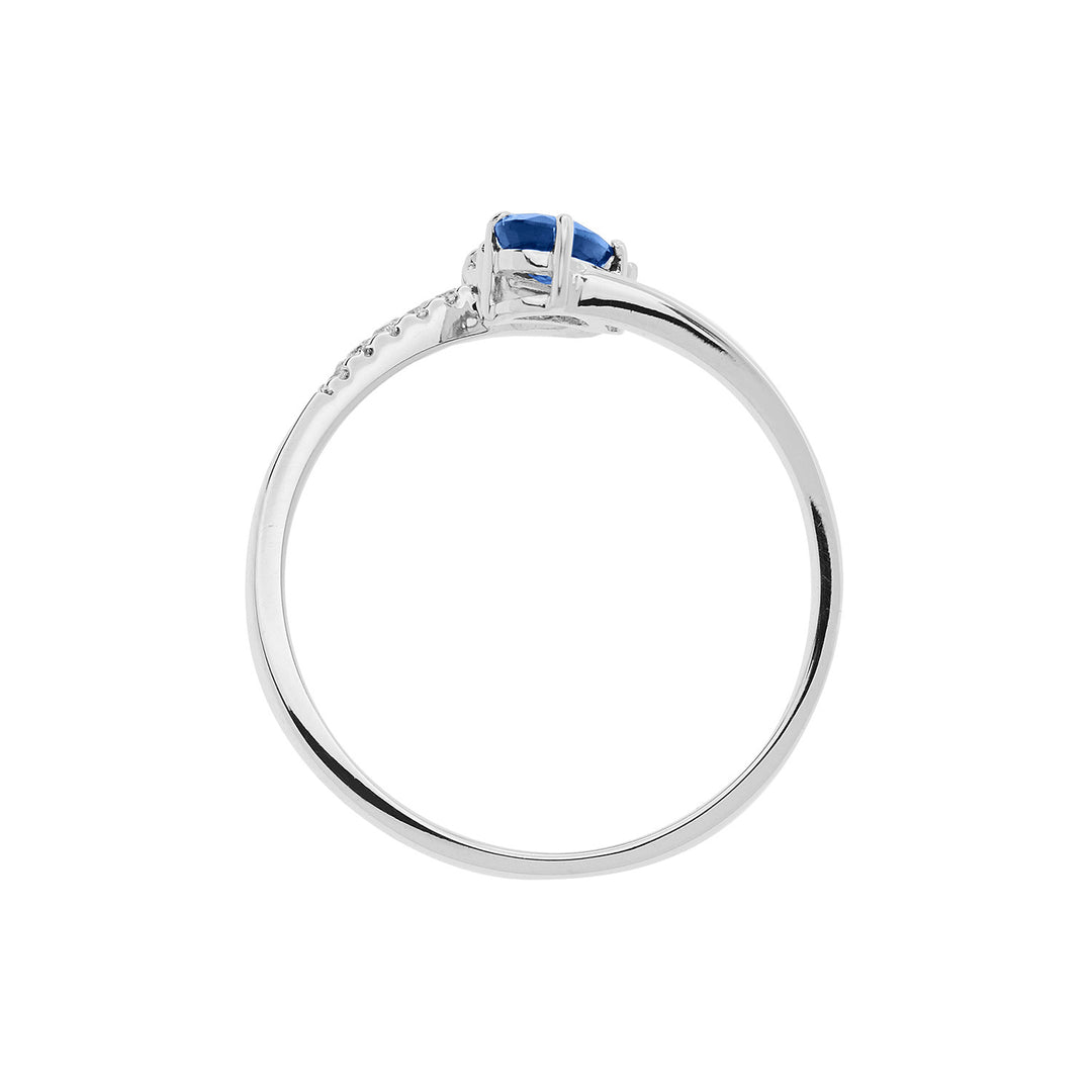 Comete guldring med diamanter og safirdråbe ANB2631