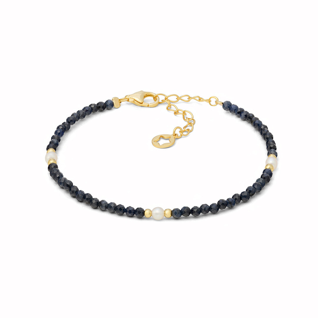 Comete-Armband aus 925‰-Goldsilber mit Saphir und Perlen BRA281