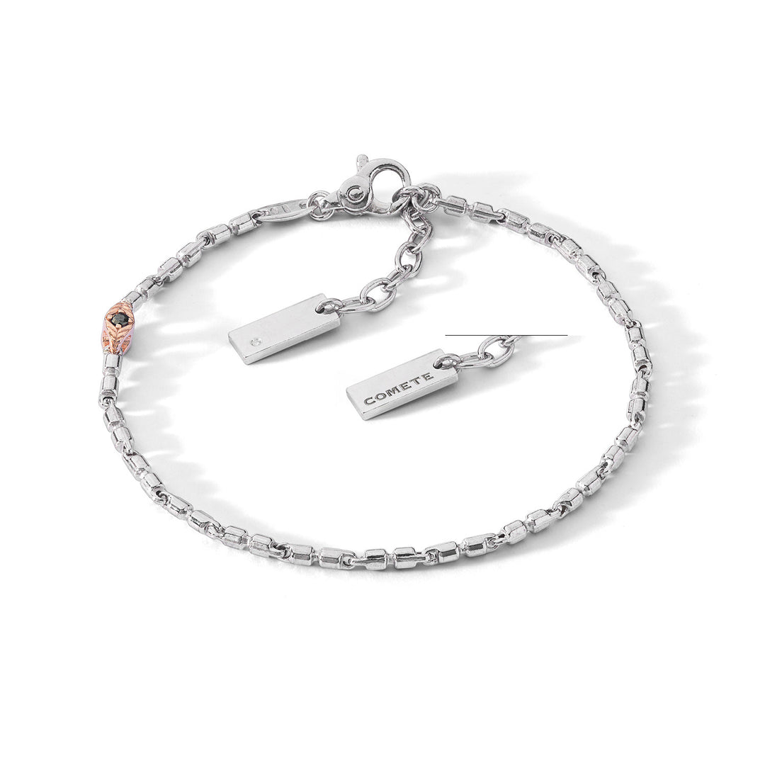 Comete armbånd i poleret og rosé sølv, diamant og sorte spineller UBR1260
