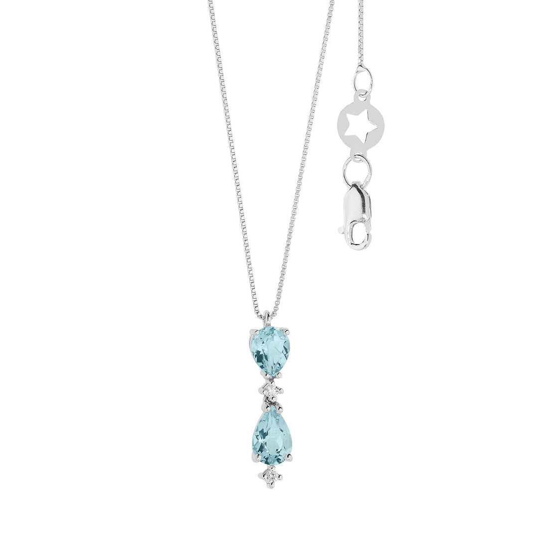Comete halskæde i guld diamanter og Aquamarine Drop GLQ299
