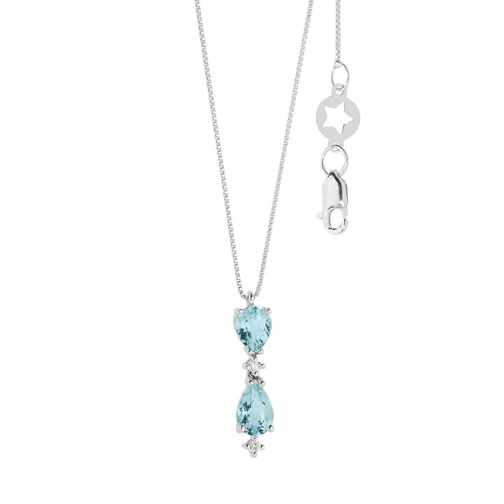 Comete halskæde i guld diamanter og Aquamarine Drop GLQ299