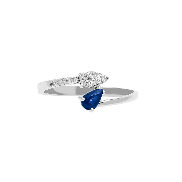 Comete guldring med diamanter og safirdråbe ANB2631